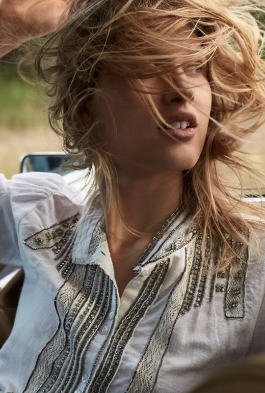 Anthropologie Floreat Jewel Beaded Cleo Embellished Shirt Top White 4 Nwot $162